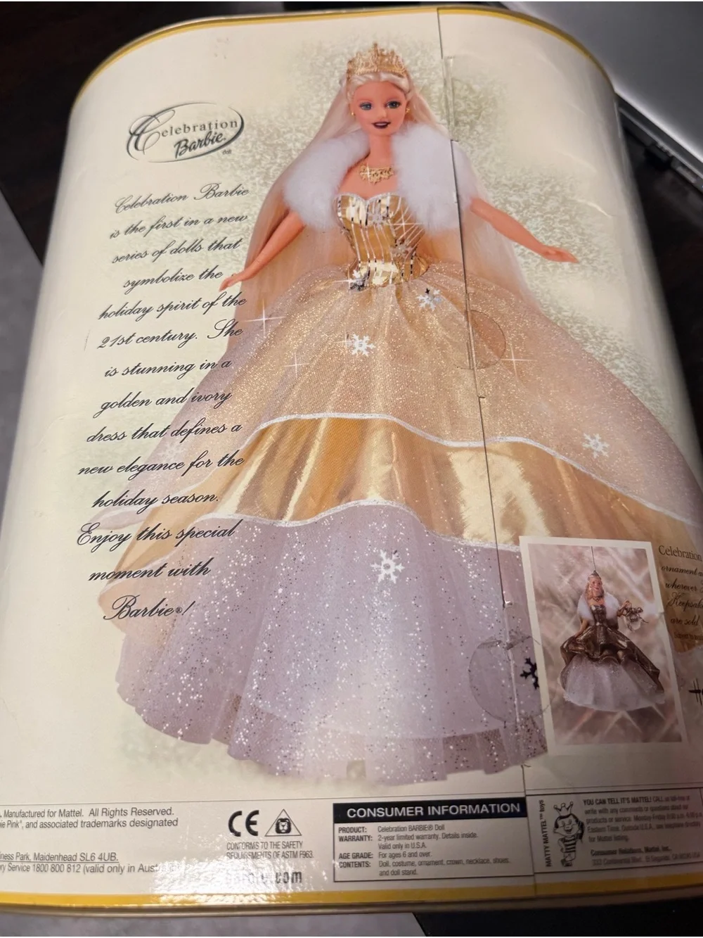 Mattel Barbie in Gold and White Glitter Ball Gown